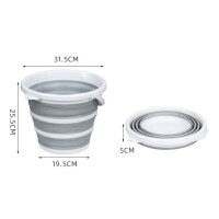 Skládací silikonový kbelík 10 litrů, bílo-šedý