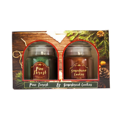 Vánoční vonná svíčka Pine Forest + Gingerbread Cookies, 2 x 85 g