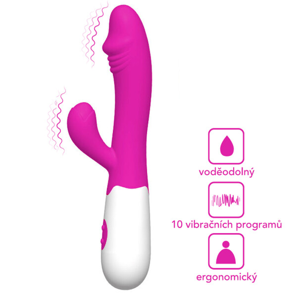 Vibrátor s výběžkem na klitoris EUPHORIA MF-8701